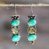 Vintage Natural Turquoise Stone Drop Earrings
