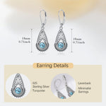BOUCLES D'OREILLES BOHÈME ARGENT PLAQUÉ FILIGRANE GOUTTE TURQUOISE PENDENTIF
