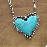 COLLIER VINTAGE TURQUOISE CŒUR MOTIF