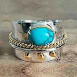 BAGUE ÉLÉGANT TURQUOISE GRAND ANNEAU