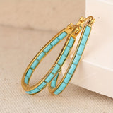 BOUCLES D'OREILLES EN FORME DE U CARRÉ SYNTHÉTIQUE TURQUOISE
