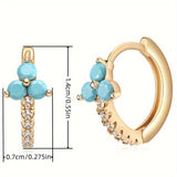 Retro Bohemian Synthetic Zirconia Blue Hoop Earrings