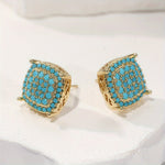 Synthetic Turquoise Square Stud Earrings