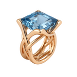 Vintage Rose Gold Blue Zirconia Ring
