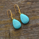 BOUCLES D'OREILLES ÉLÉGANT VINTAGE TURQUOISE GOUTTE