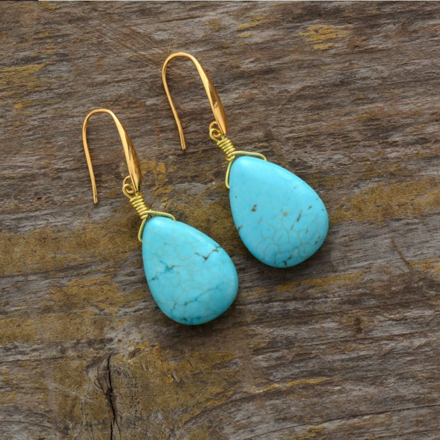 BOUCLES D'OREILLES ÉLÉGANT VINTAGE TURQUOISE GOUTTE