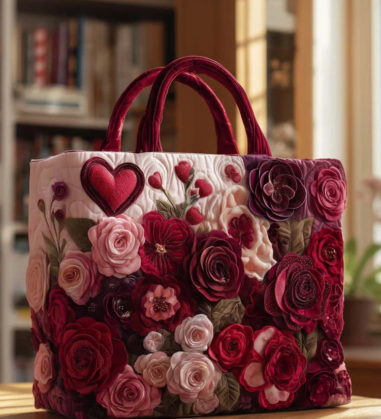 Love Rose Quilted Tote Bag