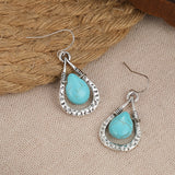 BOUCLES D'OREILLES VINTAGE RÉTRO EAU GOUTTE TURQUOISE PENDENTIF