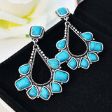 BOUCLES D'OREILLES VINTAGE ARGENT PLAQUÉ TURQUOISE GOUTTE
