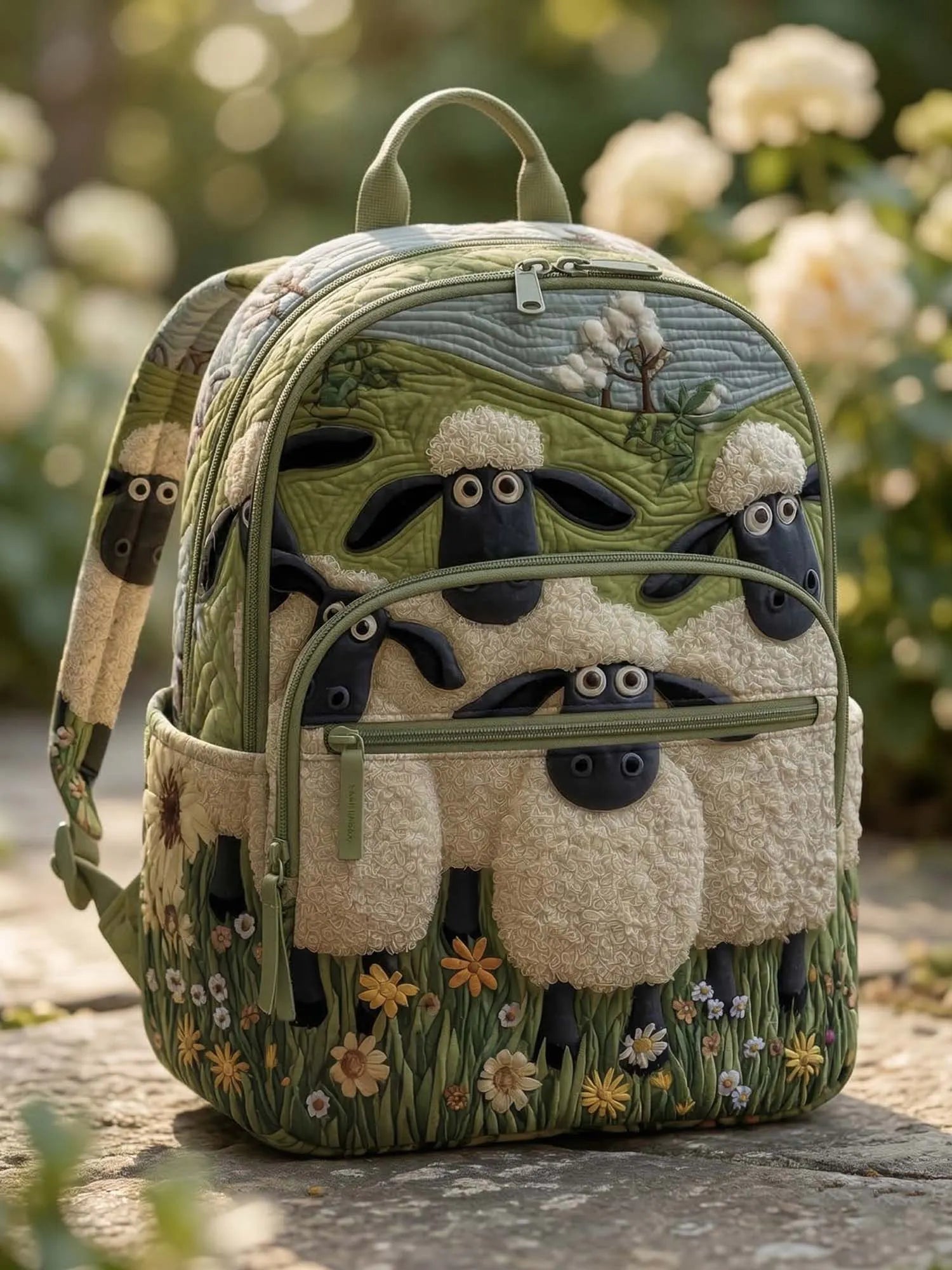 Cute Sheep Quilted Backpack