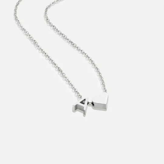 Forever Love & Letter Necklace - Silver