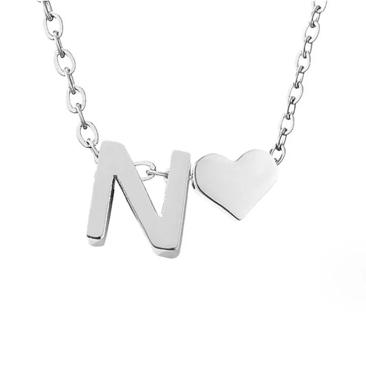 Forever Love & Letter Necklace - Silver
