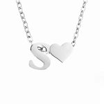 Forever Love & Letter Necklace - Silver