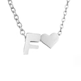 Forever Love & Letter Necklace - Silver