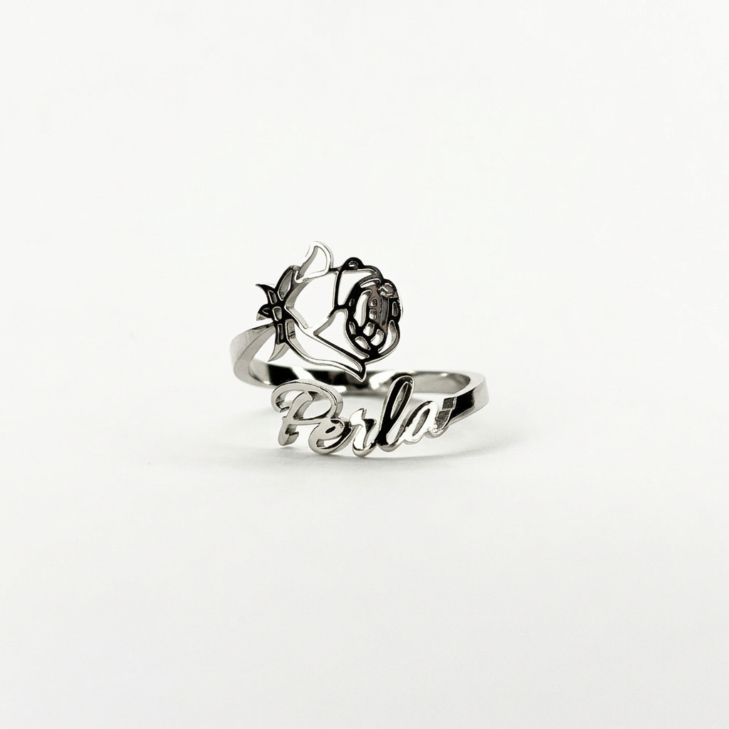 BAGUE PRÉNOM & FLEUR DE NAISSANCE