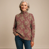 HARRIET | PULL COL ROULÉ TRICOTÉ FLEURI RÉTRO