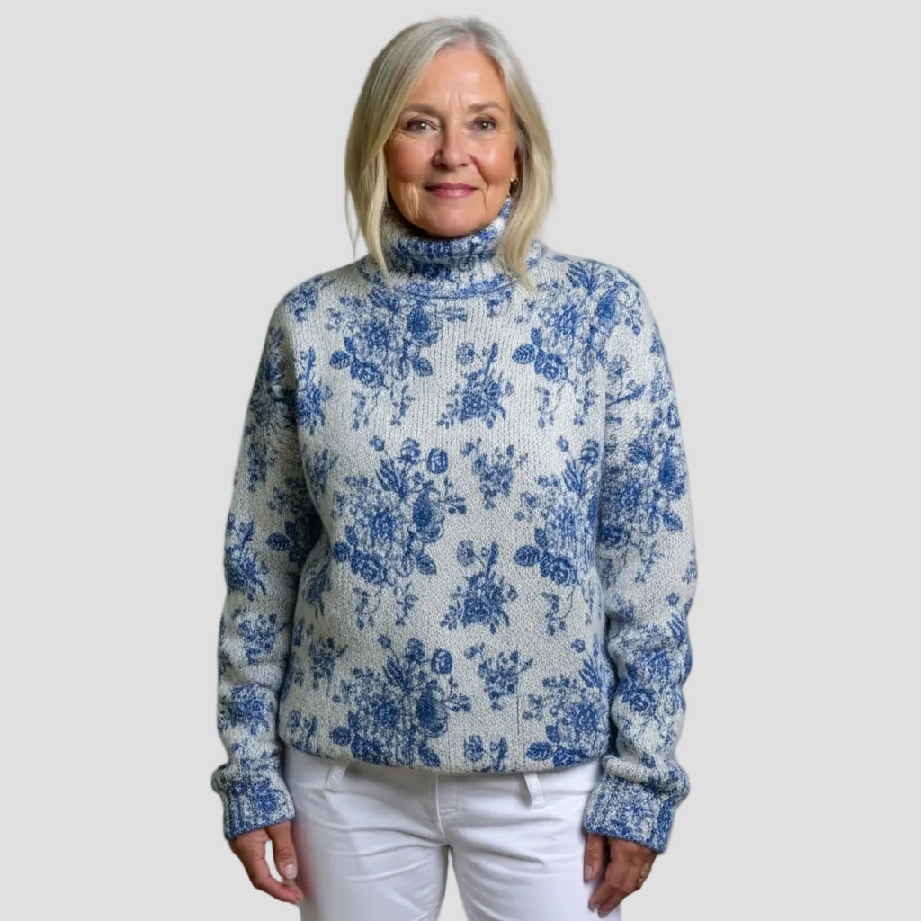 MAISIE | PULL COL ROULÉ TRICOTÉ FLEURI