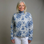 MAISIE | PULL COL ROULÉ TRICOTÉ FLEURI