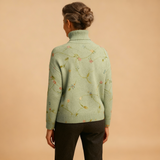 FLORENCE | PULL COL ROULÉ TRICOTÉ FLEURI VINTAGE
