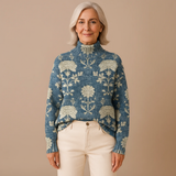 GEORGIA | PULL COL MONTANT TRICOTÉ FLORAL FLEURI
