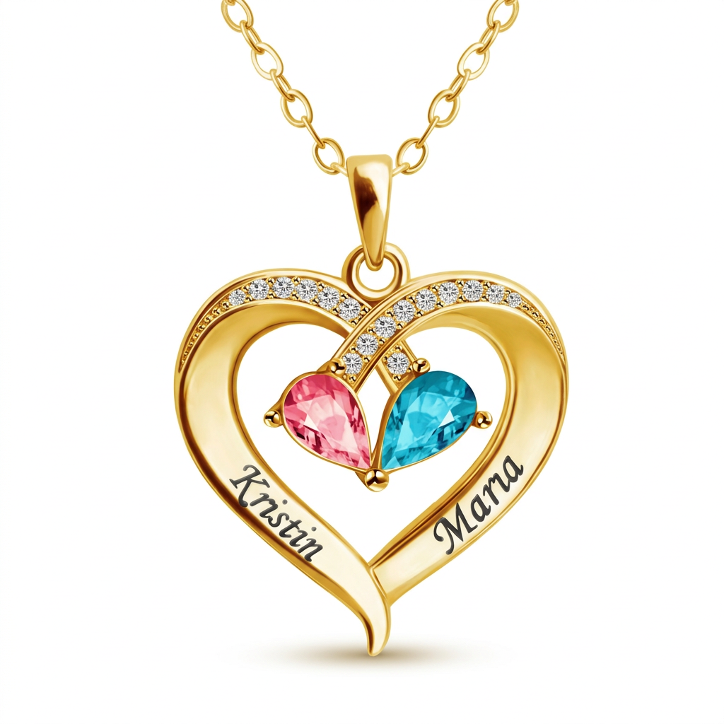 COLLIER AMOUR ÉTERNEL - GRAVURE + PIERRE DE NAISSANCE