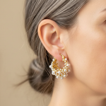 Vintage Pearl Cluster Hoop Earrings