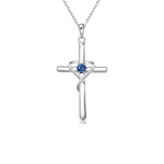 Sapphire Cross Necklace | White Gold