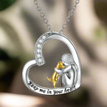 Silver heart necklace with dog and zirconia stones