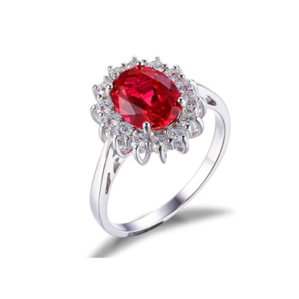 Bague Classique Rubis Halo