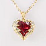 Collier Ange Étreinte Rubis Cœur