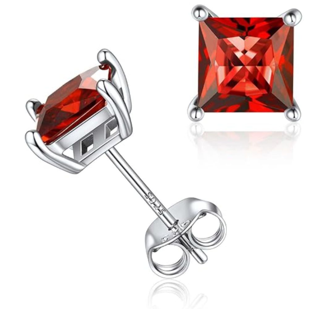 Boucles d'Oreilles Minimaliste Princesse Taille Rubis Clou d'Oreille
