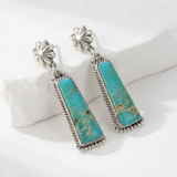 BOUCLES D'OREILLES ARGENT COULEUR GÉOMÉTRIE TURQUOISE RECTANGLE GOUTTE