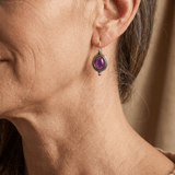 Vintage Boho Purple Gemstone Silver Plated Drop Earrings