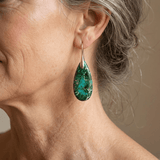 Bohemian Green Natural Stone Teardrop Earrings