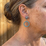 Vintage Bohemian Style Turquoise Concho Hoop Earrings