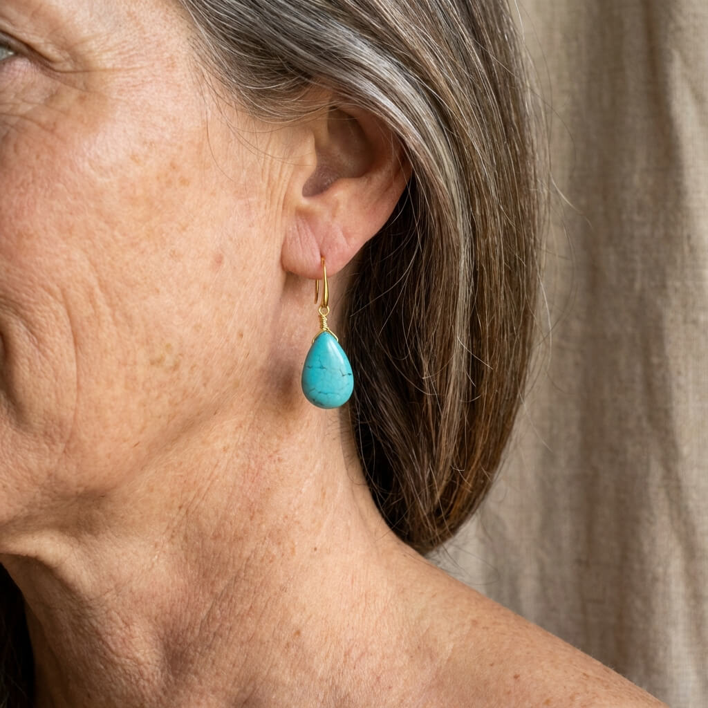 BOUCLES D'OREILLES ÉLÉGANT VINTAGE TURQUOISE GOUTTE