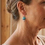 Vintage Silver Plated Turquoise & Pearl Drop Earrings
