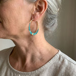 Vintage Boho Blue & Gold Hoop Earrings