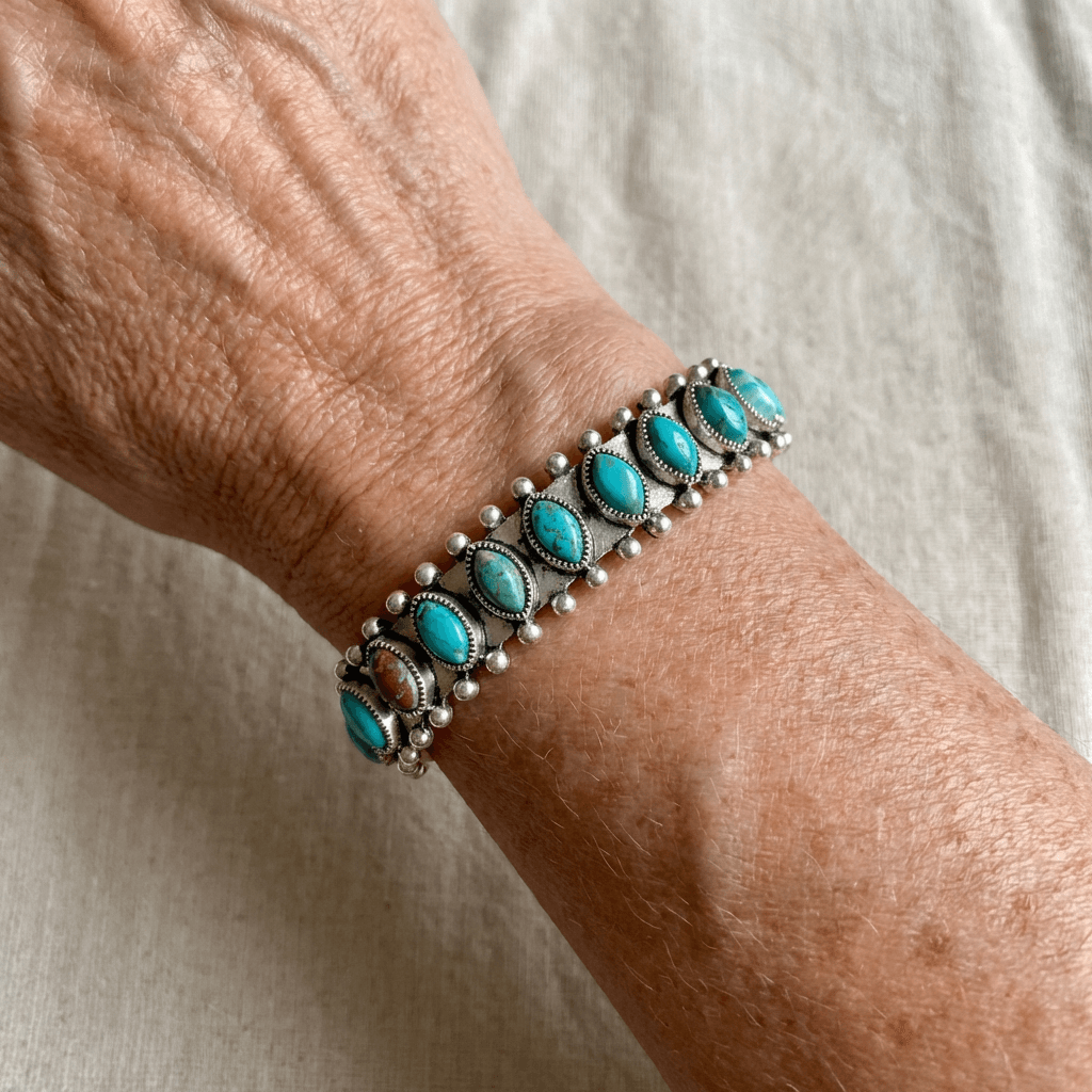 BRACELET VINTAGE TURQUOISE PIERRE