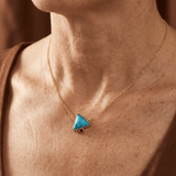 COLLIER ÉLÉGANT GÉOMÉTRIQUE TURQUOISE TRIANGLE PENDENTIF