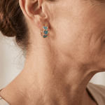 BOUCLES D'OREILLES ÉLÉGANT TURQUOISE CŒUR EN FORME DE DESIGN CRÉOLE