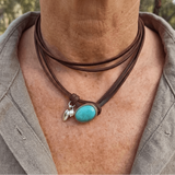 COLLIER VINTAGE TURQUOISE PERLE MULTI-