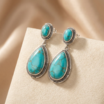 ÉLÉGANT VINTAGE TURQUOISE IMPOSANT COLLIERETBOUCLES D'OREILLES