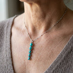 COLLIER VINTAGE ETHNIQUE TURQUOISE GÉOMÉTRIQUE MOTIF PENDENTIF