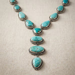 ÉLÉGANT VINTAGE TURQUOISE IMPOSANT COLLIERETBOUCLES D'OREILLES