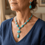 ÉLÉGANT VINTAGE TURQUOISE IMPOSANT COLLIERETBOUCLES D'OREILLES