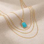COLLIER ÉLÉGANT TURQUOISE PIERRE PRÉCIEUSE PLAQUÉ OR