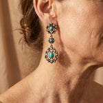 Floral Turquoise & Pearl Gold Plated Earrings
