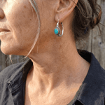 BOUCLES D'OREILLES VINTAGE RÉTRO ALLONGÉ TURQUOISE SPLICING