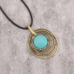 COLLIER CLASSIQUE NOIR CIRE CORDON TURQUOISE PIERRE LONG
